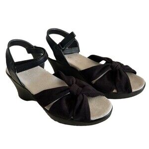 Akaishi Womens S 10 Black Suede 3 Inch Heel Platform Sandals Adjustable Strap